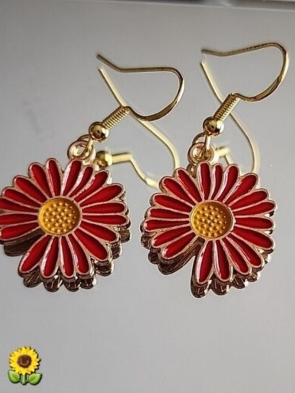 Earrings RED Daisy earrings🌻  925S With Quality Tibeten Charms